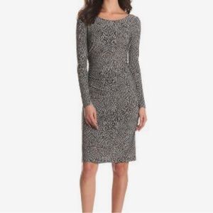 KAMALIKULTURE Norma Kamali Long Sleeve Shirred Waist Bodycon Dress Gray Snake XL
